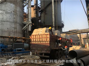 鋼鐵廠焦化煤氣脫硫塔xa 1輕瓷多齒環1200立方安裝現場